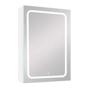 30 in. W x 20 in. H Rectangular Aluminum Surface Mounted Left Open LED Medicine Cabinet with Mirror