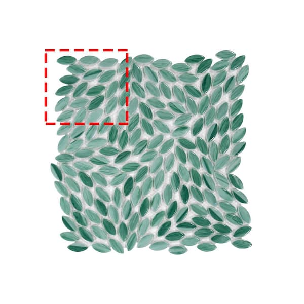 sunwings Flower Green 6 in. x 6 in. Glossy Recycled Glass Marble Looks Floor and Wall Mosaic Tile (0.25 sq. ft. /Case)