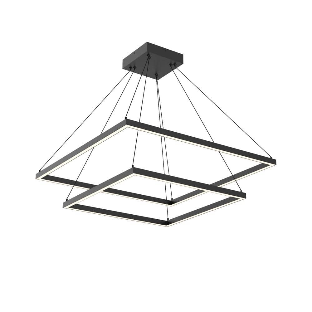 Piazza 32 in. 2-Light 112-Watt Black Integrated LED Chandelier price history on PriceWatchPro