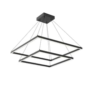 Piazza 32-in 1 Light 112-Watt Black Integrated LED Chandelier