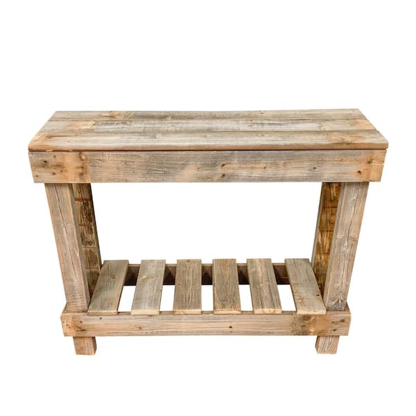 Del Hutson Designs 36 in. Natural Standard Rectangle Wood Console Table with Storage