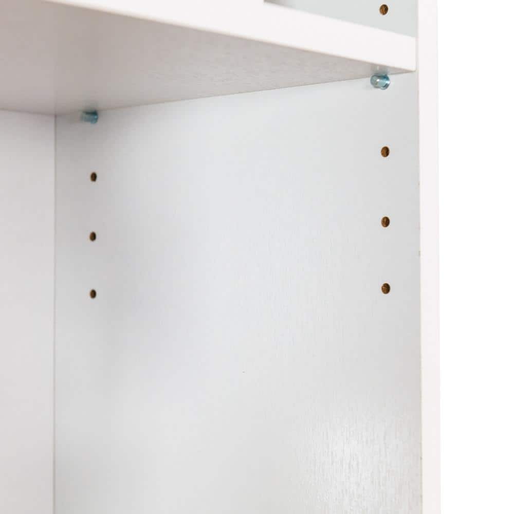 White Adjustable 5-Tier Wooden Bookshelf
