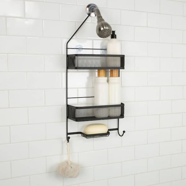 Bath Bliss Black Steel 2-Shelf Hanging Shower Caddy 4.69-in x
