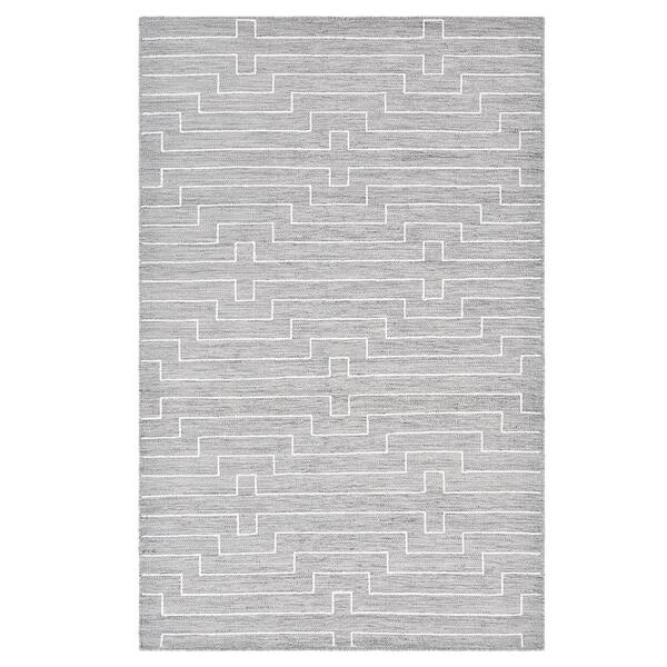 Solo Rugs Barry Contemporary Flatweave Gray 9 ft. x 12 ft. Hand Woven Area Rug