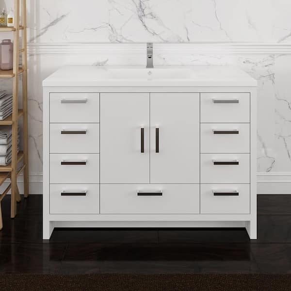 Fresca Imperia 48 in. Modern Bathroom Vanity in Glossy White with Vanity Top in White with White Basin