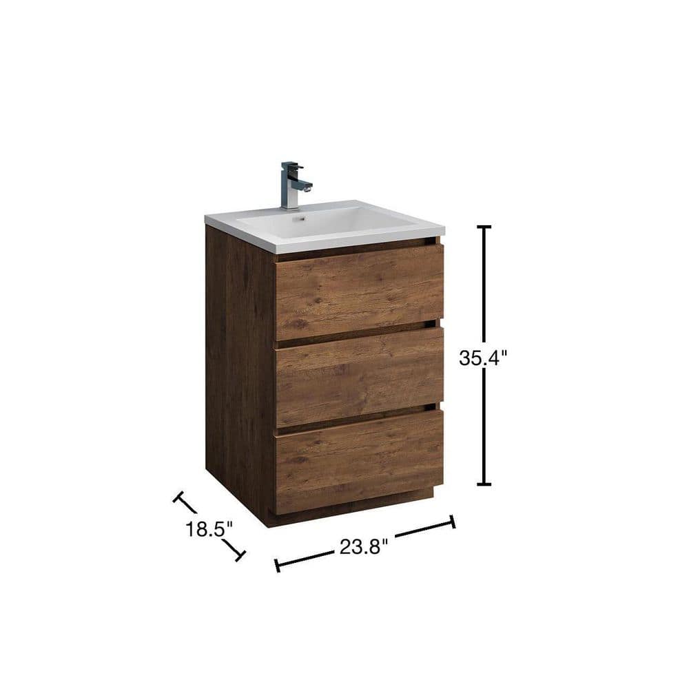 Lazzaro 24" Rosewood Free Standing Single Basin Vanity with Acrylic Top