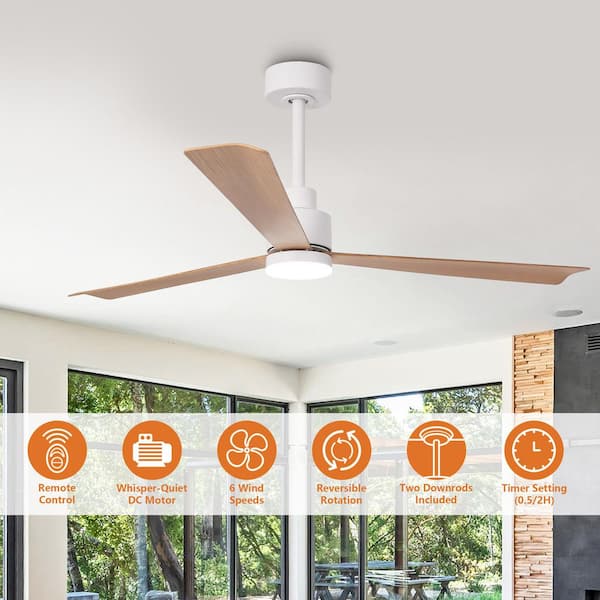 Parrot Uncle 52 in. Indoor Integrated LED White Downrod Ceiling