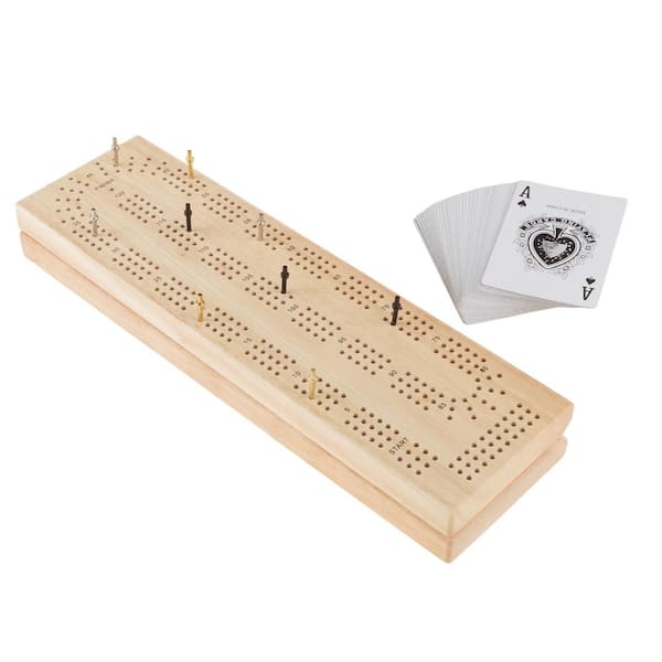 Hey! Play! Wooden Cribbage Board Game Set
