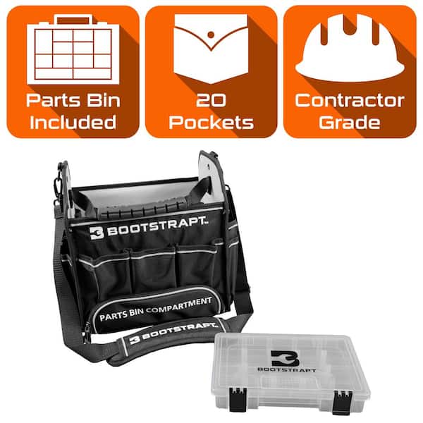 BOOTSTRAPT 12 in. Electrician's Tote Bag with Integrated Parts Bin Compartment
