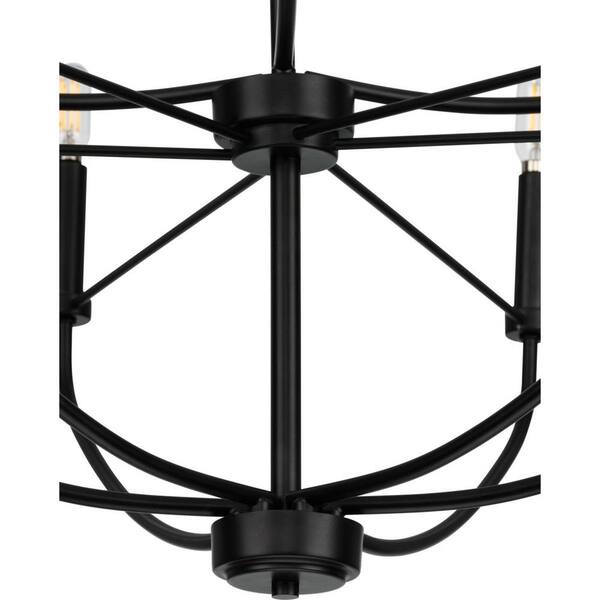 Progress Lighting Leyden 9-Light Matte Black Coastal Chandelier
