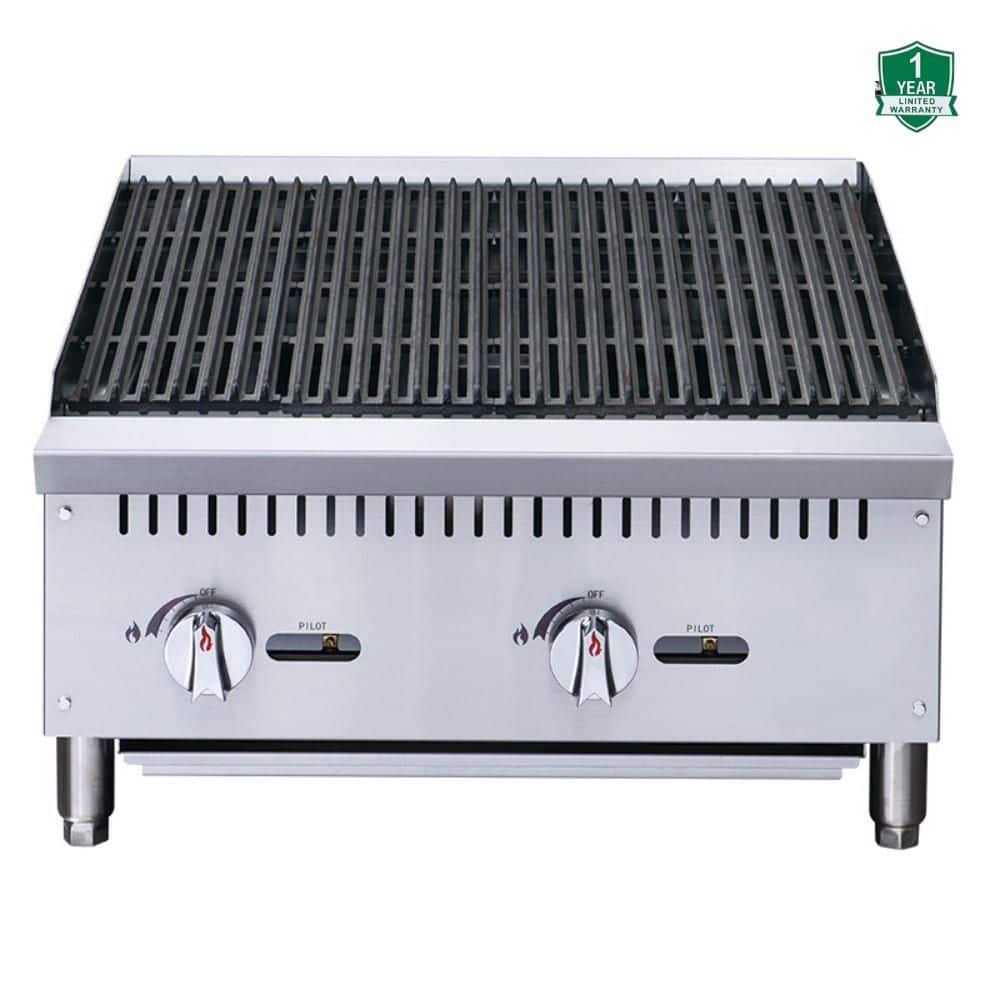 24 in. NSF Commercial Heavy-Duty Countertop Radiant Charbroiler in Stainless Steel