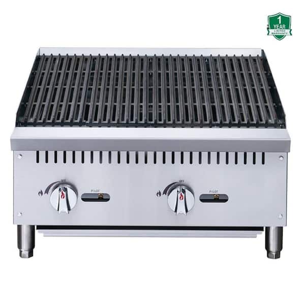 Cooler Depot 24 in. NSF Commercial Heavy-Duty Countertop Radiant Charbroiler in Stainless Steel