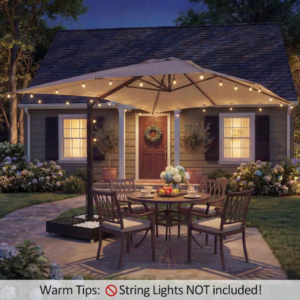 Clihome 13-ft Aluminum Brown Crank Cantilever Patio Umbrella with Base Polyester one_size | CL-ODBS21326TN