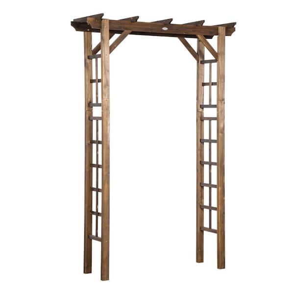ITOPFOX Brown 84.50 in. x 23.50 in. Carbonized Wooden Garden Arbor Wedding Ceremony Outdoor and Trellis for Climbing Vines