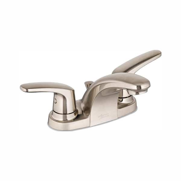 American Standard Colony Pro 4 in. Centerset 2-Handle Low-Arc Bathroom Faucet with 50/50 Pop-Up Assembly in Brushed Nickel