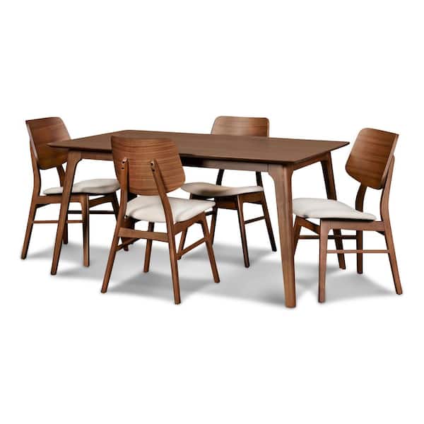 New Classic Furniture Oscar 5-Piece Wood Top Rectangle Dining Set, Walnut