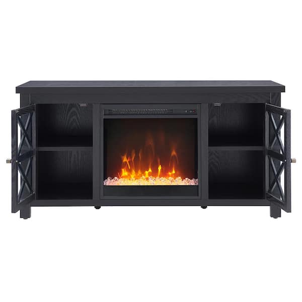 Electric fireplace tv on sale stand with crystals