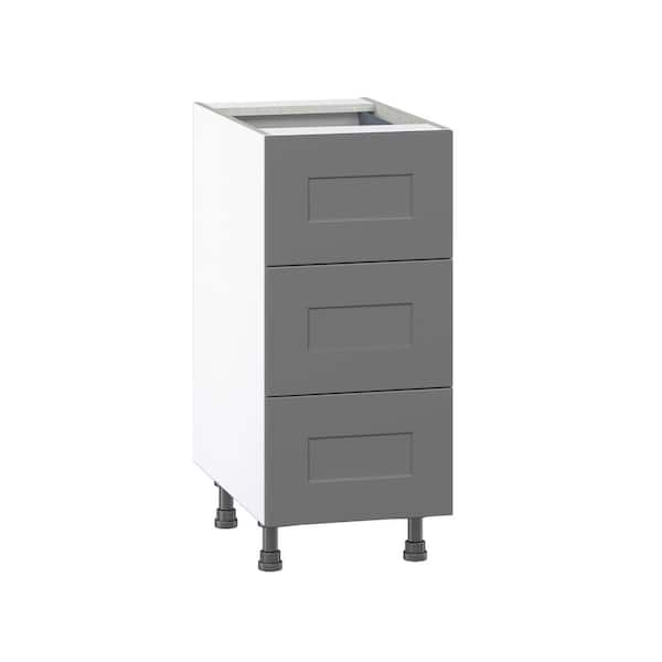 J COLLECTION Bristol Painted Slate Gray Shaker Assembled Base Kitchen Cabinet with 3 Draws (15 in. W x 34.5 in. H x 24 in. D)