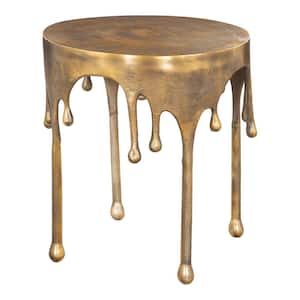 Drip 17.9 in. W Brass 20.1 in. H Round Aluminum End Table