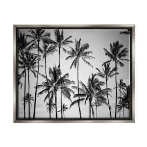 Palm Trees Skyline Black and White Photography by Design Fabrikken Floater Frame Nature Wall Art Print 21 in. x 17 in.