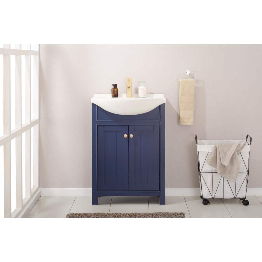 Marian 24" Blue Single Sink Vanity with Porcelain Countertop