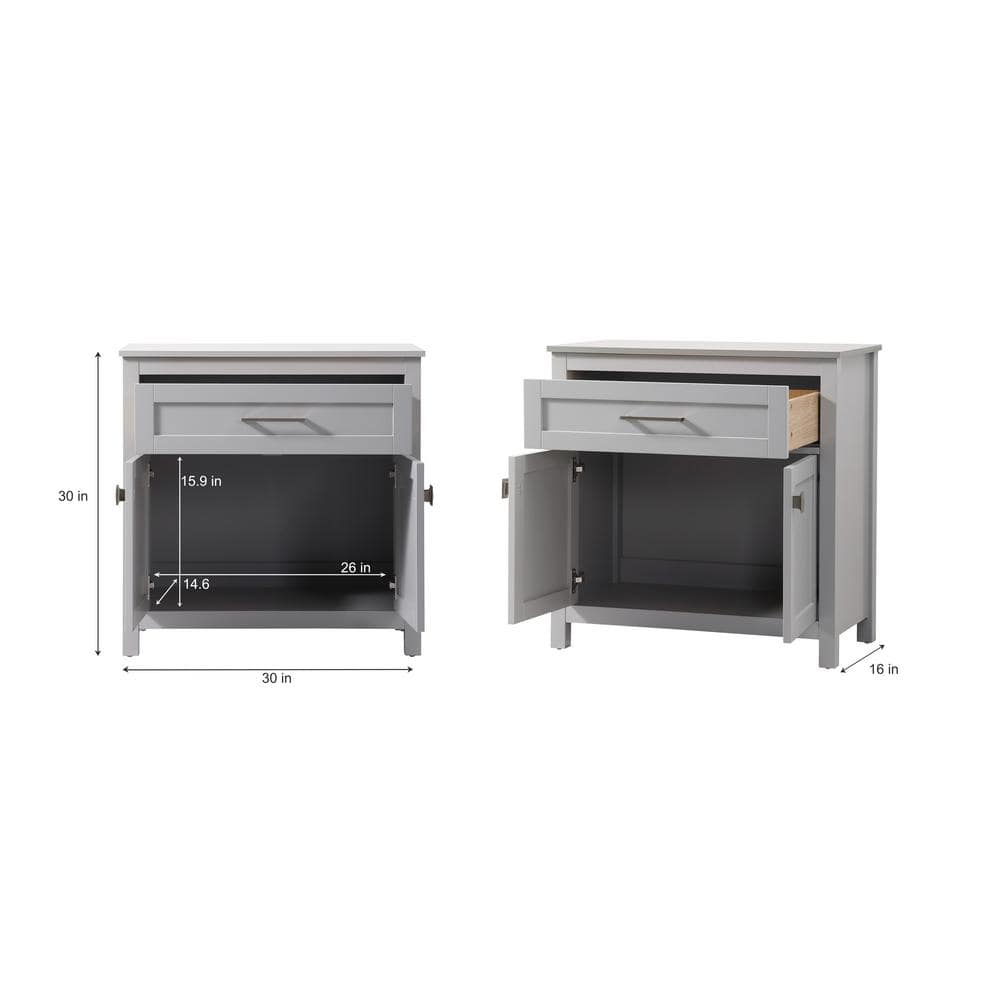 Gray MDF Bathroom Storage Cabinet with Brushed Nickel Hardware