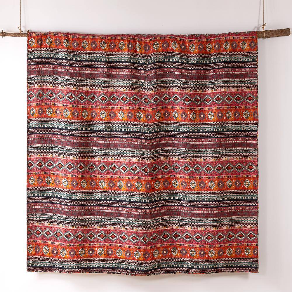 Vista Full Red Cotton Reversible Quilt and Sham Set