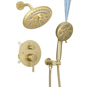 Single Handle 8-Spray Round Shower Faucet 2.5 GPM with Detachable Handheld Shower in. Brushed Gold (Valve Included)