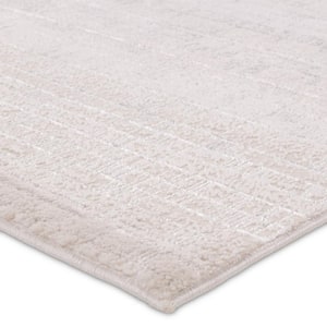 Taleen Cream/Silver 3 ft. x 12 ft. Striped Area Rug