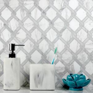 Tuscany Carrara White Diamond Mosaic 3 in. x 3 in. Marble Wall Tile (10.5 Sq.Ft./Case)