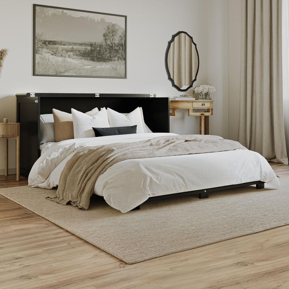 Westfield Black Wood Frame Queen Low Profile Murphy Bed Chest with 6 in. Mattress - thumbnail 5