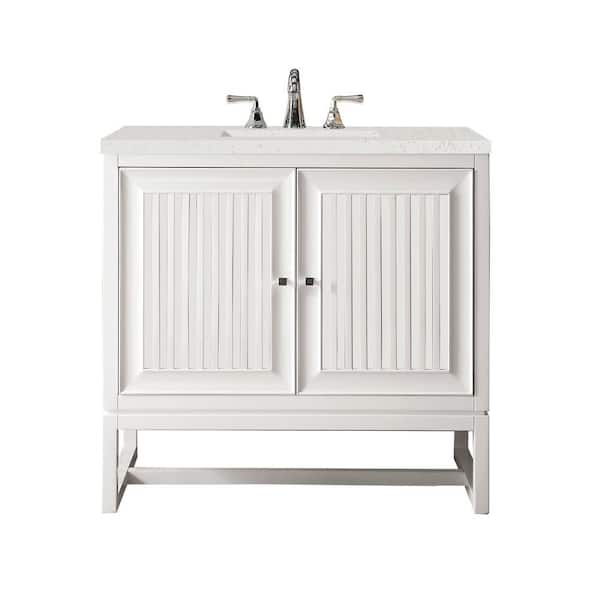 James Martin Vanities Athens 36.0 in. W x 23.5 in. D x 34.5 in. H Single Bathroom Vanity Glossy White and Lime Delight Quartz Top