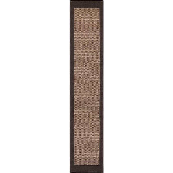 Couristan Recife Checkered Field Cocoa-Black 2 ft. x 12 ft. Indoor/Outdoor Runner Rug