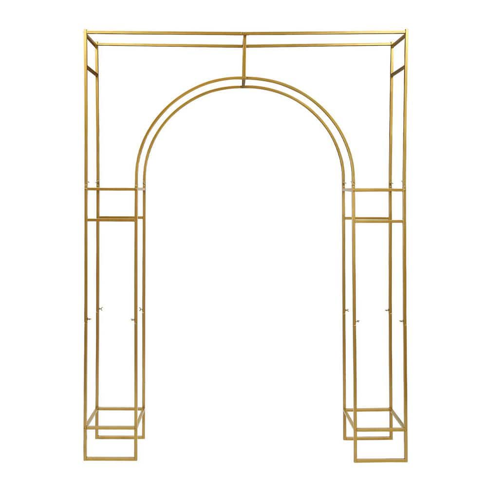 YIYIBYUS 94.5 in. x 70.9 in. Gold Metal Wedding Arch Backdrop Stand