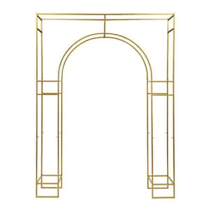 94.5 in. x 70.9 in. Gold Metal Wedding Arch Backdrop Stand Background Decoration Garden Arbor Frame