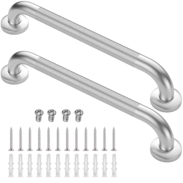 18 in. Stainless Steel Anti Slip Grab Bars for Bathtubs and Showers for Elderly Senior, Silver (2-Pack)
