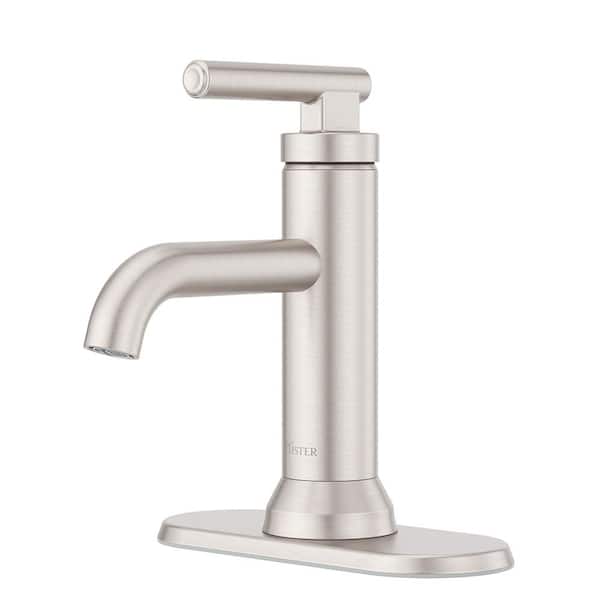 Pfister Capistrano Single Handle Single Hole Bathroom Faucet with Deckplate in Spot Defense Brushed Nickel
