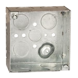 4 in. W x 2-1/8 in. D Galv. Steel Gray 2-Gang Welded Square Box with One 1/2 in. KO's and Twelve 3/4 in. KO's, 1-Pack