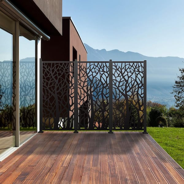 72 in. H Black Aluminum Screen Frame Kit for Aluminum or Steel Decorative Privacy Screen Panels