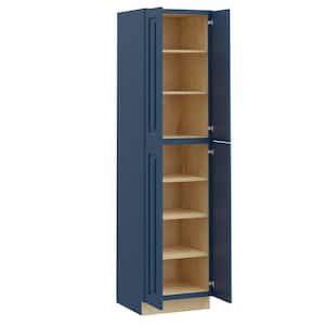 Grayson Mythic Blue Painted Plywood Shaker AssembledUtility Pantry Kitchen Cabinet Sft Cls 24 in W x 24 in D x 96 in H