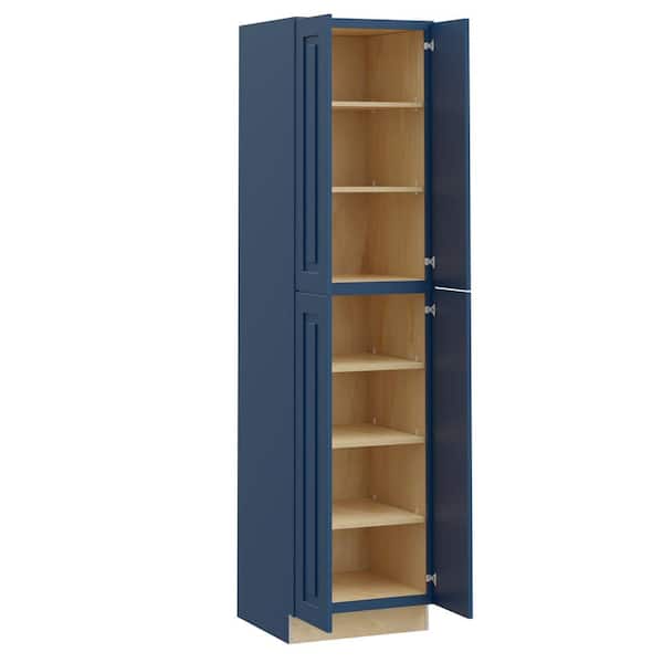 Home Decorators Collection Grayson Mythic Blue Painted Plywood Shaker AssembledUtility Pantry Kitchen Cabinet Sft Cls 24 in W x 24 in D x 96 in H