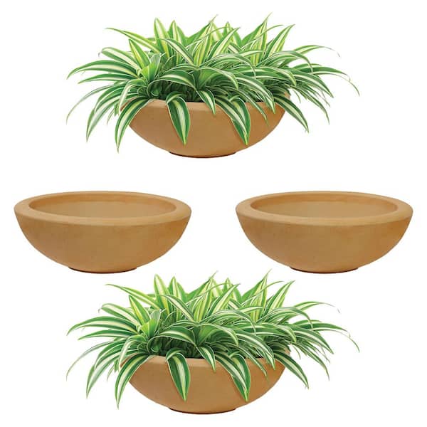 20.75 in. Percival Round Resin Outdoor Planter-Sand-4-Pack