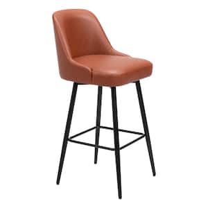 Keppel 30.3 in. Solid Back Plywood Frame Swivel Barstool with Faux Leather Seat