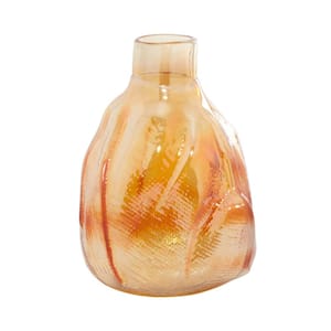 14 in. Gold Handmade Blown Glass Decorative Vase