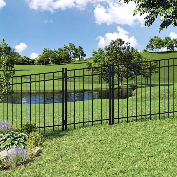 Natural Reflections Standard-Duty 5 ft. H x 6 ft. W Black Aluminum Pre-Assembled Fence Panel