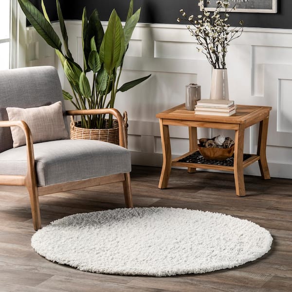 Marleen Plush Shag White 4 ft. Round Rug