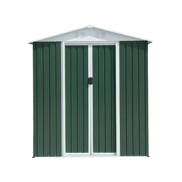 6 ft. W x 4 ft. D Green Outdoor Metal Shed with Sliding Door for Garden Tools 24 sq. ft.