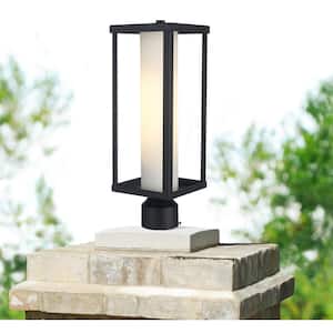 Adler 1-Light Black Outdoor Lamp Post Light Fixture with Clear and Frosted Glass