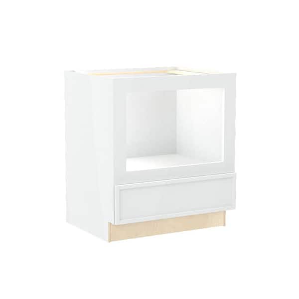 Home Decorators Collection Franklin 30 in. W x 24 in. D x 34.5 in. H Assembled Plywood Microwave Base Kitchen Cabinet in Vesper White with SftClose