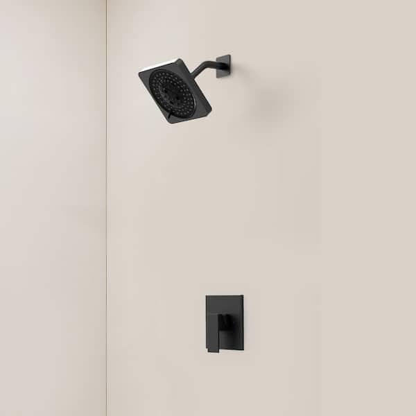 YAWWALK 5 in. Single Handle 7-Spray Shower Faucet 1.8 GPM with Anti Scald in Matte Black